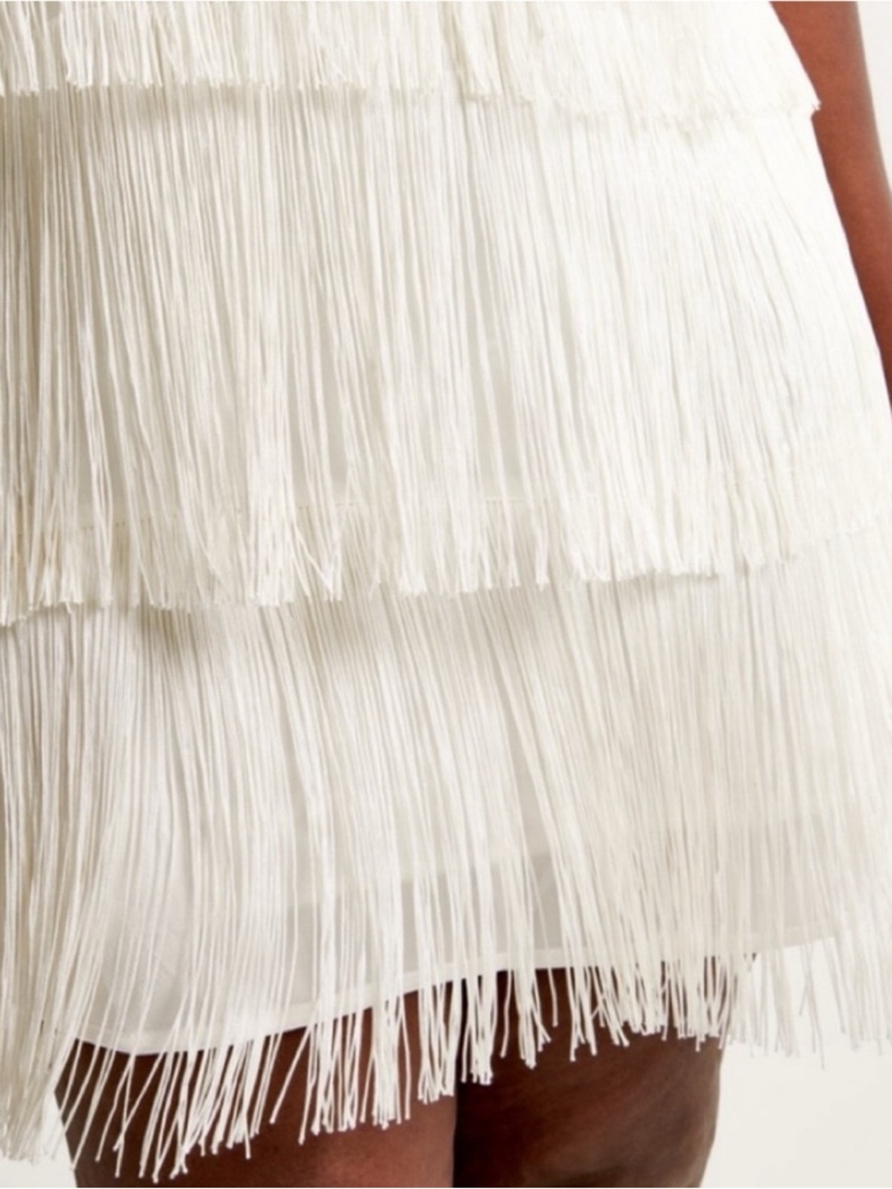 Abercrombie & Fitch White Fringe Spaghetti-Strap Mini Dress - Picture 2 of 7